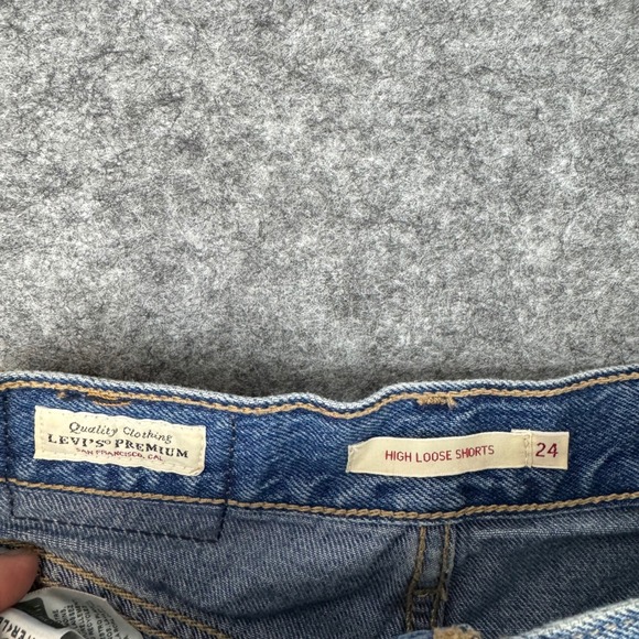 Levi Strauss Premium High Loose Shorts Denim Blue‎ Women Size 24 - Picture 5 of 12